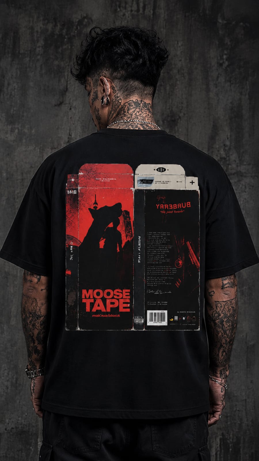 malwa block back1 MALWA BLOCK — MOOSE TAPE Oversized T-Shirt - Image 5